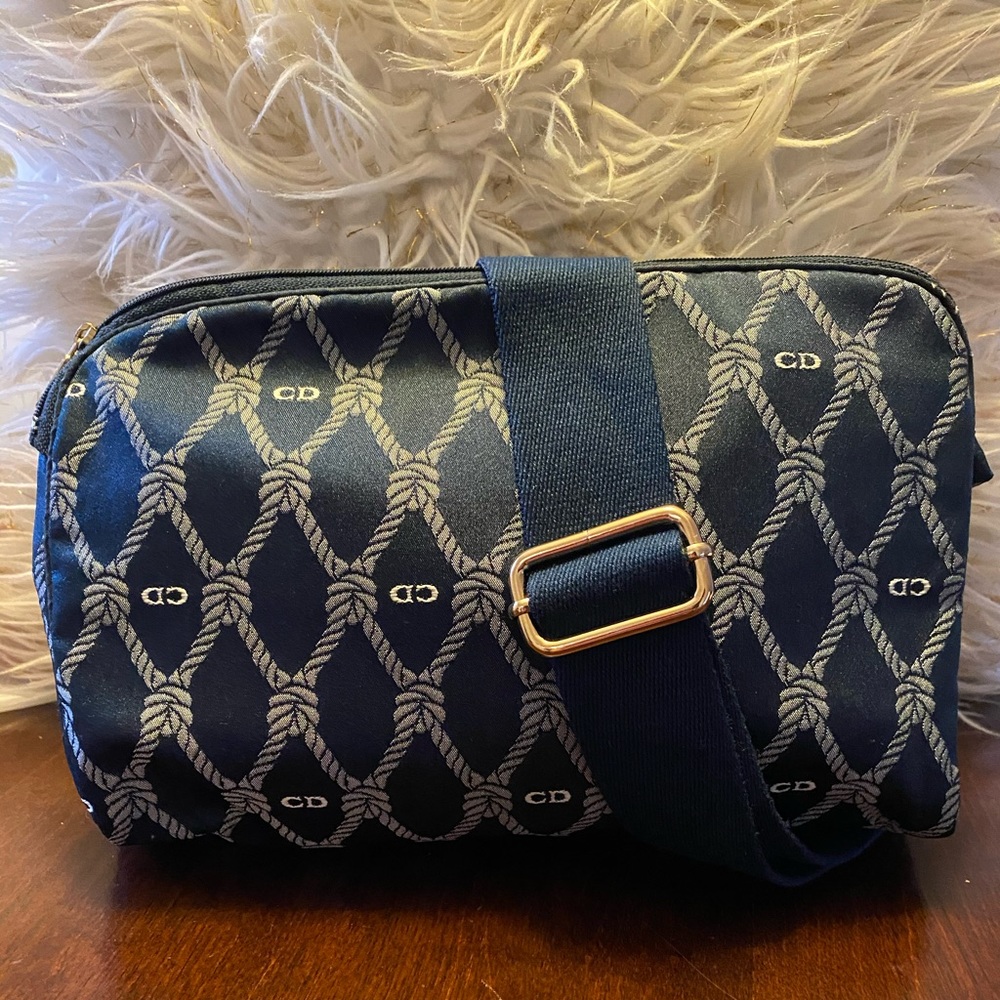 Christian Dior Navy canvas clutch / crossbody